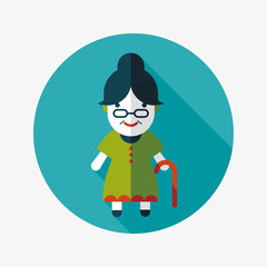 old woman flat icon with long shadow