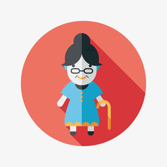 old woman flat icon with long shadow