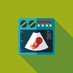 ultrasound baby flat icon with long shadow