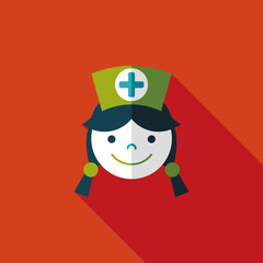 Medicine nurses flat icon with long shadow