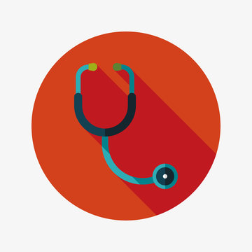 Stethoscope Flat Icon With Long Shadow