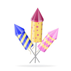 Firework rockets of different color , vector illustration