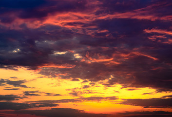 Beautiful fiery orange and purple sunset