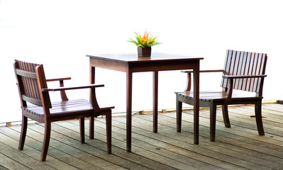 wood chairs and table