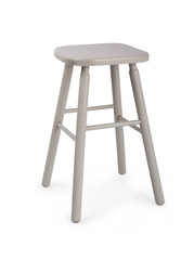 Old wooden grey stool isolated