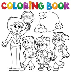 Coloring book school kids theme 1