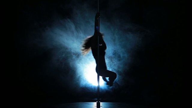 19of23 Silhouette of a sexy female pole dancing