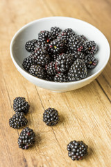 Fresh Blackberries Fruits In White Bowl