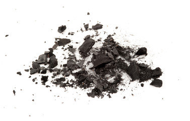 particles of charcoal on a white background. Placer cosmetics