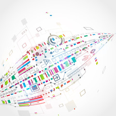 Abstract technological background with various technological ele