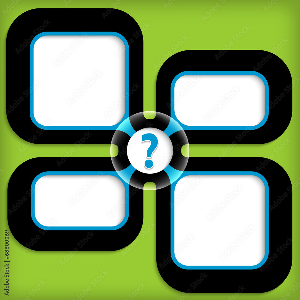 Aufkleber four boxes for entering text with question mark