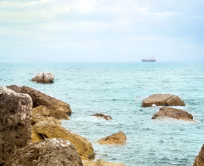 beach with rocks in Montenegro, Sutomore
