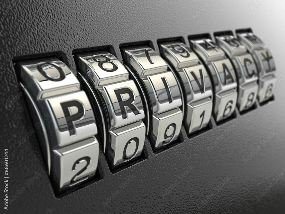 Aufkleber privacy password combination concept, three-dimensional image.