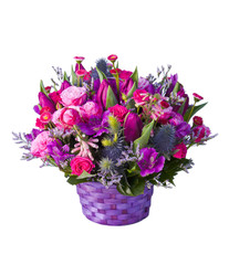 flower composition in basket