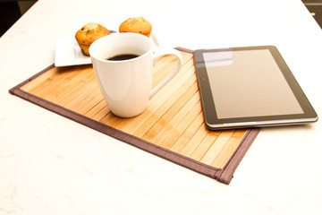 Vanilla with chocolate chips Muffins with a cup of coffee