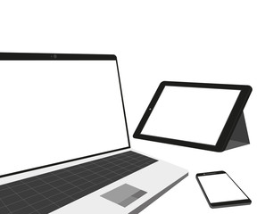 Laptop, tablet pc and smartphone