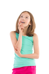 Fototapeta premium Surprised little girl looking up