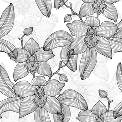 Printed kitchen splashbacks Orchidee seamless pattern