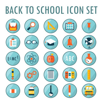 Back to school icon set. Vector illustration. Part 1