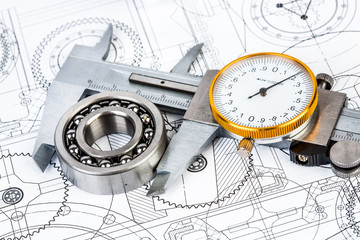 Ball bearings on technical drawing