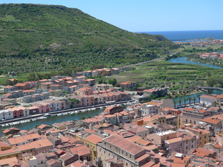 bird eye view of bosa, sardinia, italy