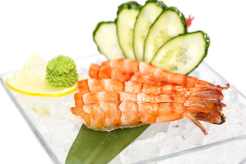 Japanese cuisine sashimi with vegetables