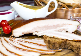 smoked meat on the table in a restaurant