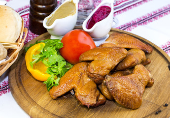 chicken wings on the table in a restaurant