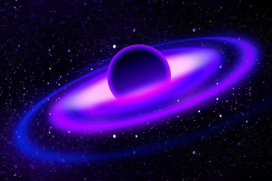 Fototapeta Fantasy deep space nebula with planet and stars