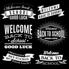 Black and white set of labels on back to school