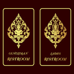 restroom golden signs