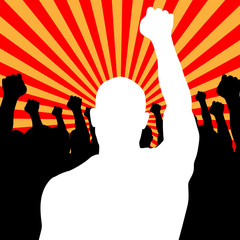 Vector Riot People protesting while rise up his fists