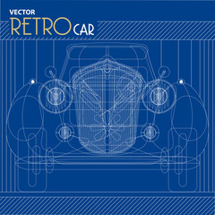 Vector Retro Car blueprint illustration