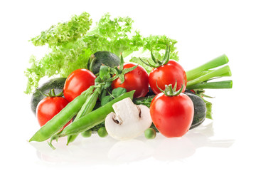 Different fresh vegetables isolated on white