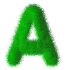 Green alphabet grass A letter,eco font isolated on white backgro