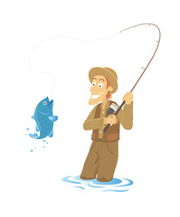 Vector cartoon fishing