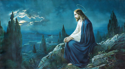 Modlitwa Jezusa Chrystusa w ogrodzie Getsemani - obrazy, fototapety, plakaty