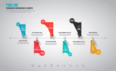 Timeline infographics, elements and icons