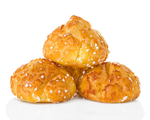 choux pastry, eclairs isolated on white background