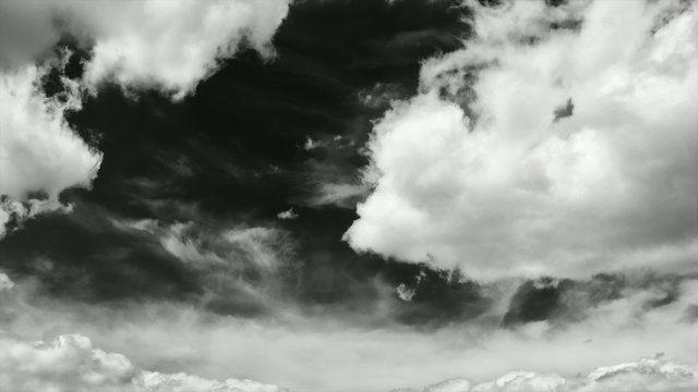 dramatic clouds time-lapse in majestic black and white