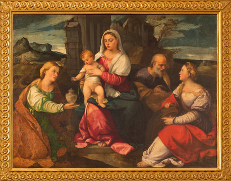 Venice -  Holy Family and saints paint in st. Stephens church