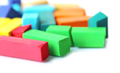 Colorful chalk pastels isolated on white