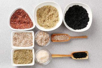Different sea salt close up