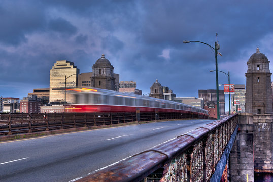 Boston Subway Train Rushng