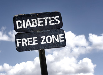 Diabetes Free Zone sign with clouds and sky background