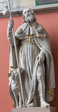 Mechelen - statue of st. Roch st. Katharine church