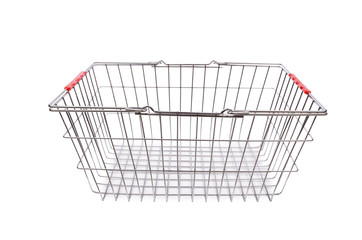 Shopping supermarket trolley isolated on the white