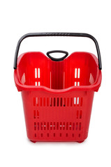 Fototapeta premium Shopping supermarket trolley isolated on the white