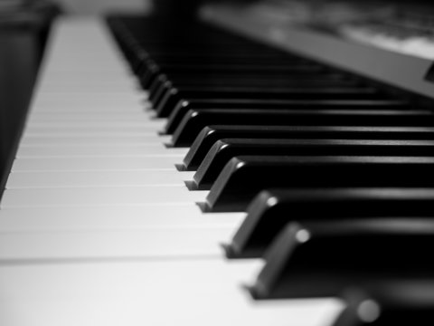 Closeup shot of piano keys.