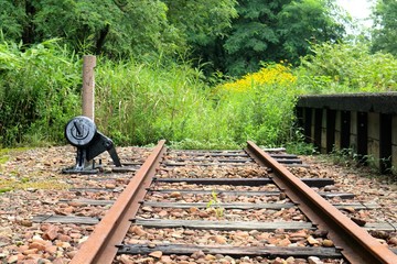 おもり付き転換機：朝日駅（万字線鉄道公園） © kudoh